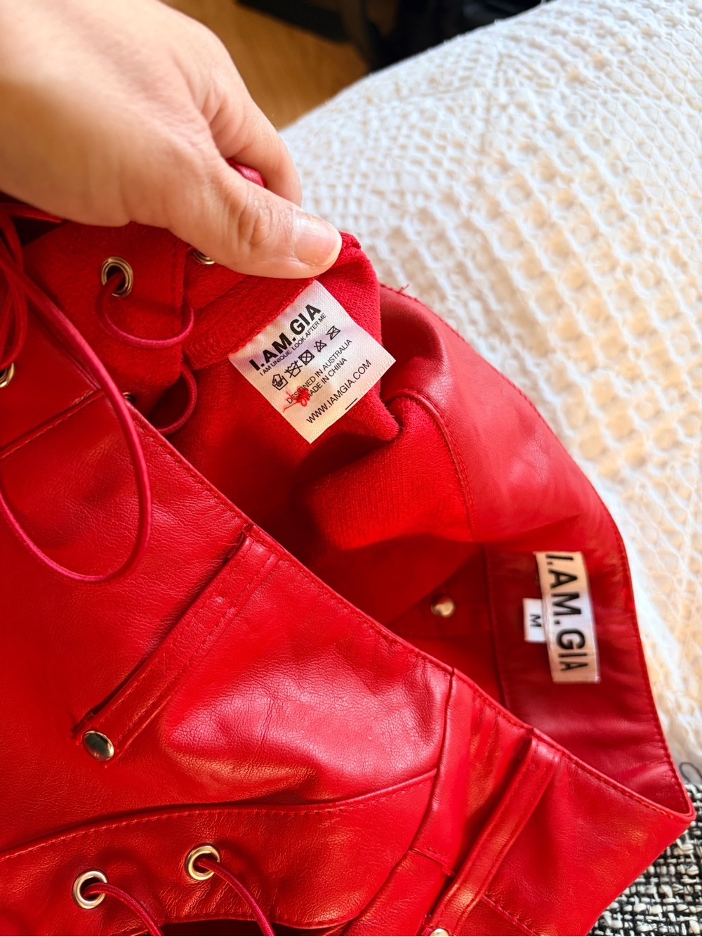 I.AM.GIA Red Faux Leather Straight-Leg Xenia Pants - Picture 10 of 10